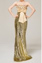 Satin V-neck A-line Gown with Sequins