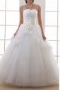 Lace One Shoulder Floor Length Ball Gown with Handmade Flowers