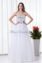 Organza Sweetheart Neckline A-line Floor-Length Sequins Prom Dress