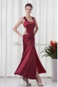 Satin Square Neckline Sheath Ankle-Length Prom Dress