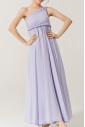 Satin One Shoulder Ankle-Length A-line Dress with Crystal