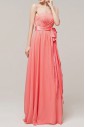 Satin and Chiffon Straps Neckline Floor Length Empire Dress with Sequins