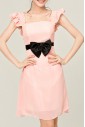 Chiffon Scoop Neckline A-line Dress with Sequins