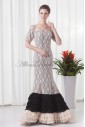 Lace Strapless Neckline Mermaid Floor Length Half Sleeve Prom Dress