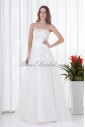 Satin and Tulle Strapless A-line Floor Length Embroidered Prom Dress