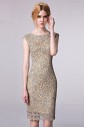 Scoop Sheath / Column Cocktail Party / Prom Dress Hollow Out Lace Knee-length