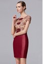 Scoop Sheath / Column Knee-length Cocktail Party / Prom Dress Evening Dress with Crystal / Embroidery