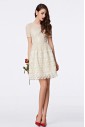 Short Sleeve Hollow Out Lace Scoop Cocktail Party / Prom Dress
