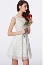 Princess Scoop Lace Hollow Out Knee-length Cocktail Party / Prom Dress with Beading