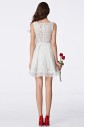Princess Scoop Lace Hollow Out Knee-length Cocktail Party / Prom Dress with Beading