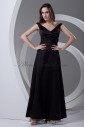 Satin V-Neckline A-Line Floor Length Prom Dress