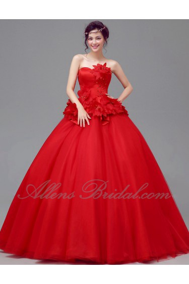 Ball Gown Strapless Tulle Evening / Prom Dress with Flower(s)