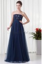 Chiffon and Net Strapless Neckline A-line Floor Length Embroidered Prom Dress
