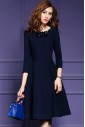 A-line Knee-length 3/4 Length Sleeve Scoop Beading Mother of the Bride Dress