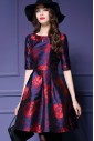 A-line Knee-length Half Sleeve Scoop Ruched Mother of the Bride Dress