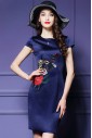 Sheath / Column Knee-length Short Sleeve Scoop Embroidery Mother of the Bride Dress