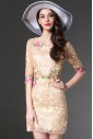 Knee-length Half Sleeve Scoop Embroidery Mother of the Bride Dress