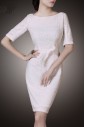 Lace Sheath / Column Knee-length Half Sleeve Scoop Lace Mother of the Bride Dress