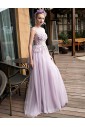 A-line Jewel Prom / Formal Evening Dress with Flower(s)