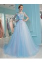 A-line Scoop Tulle:Tulle Prom / Formal Evening Dress with Pearl