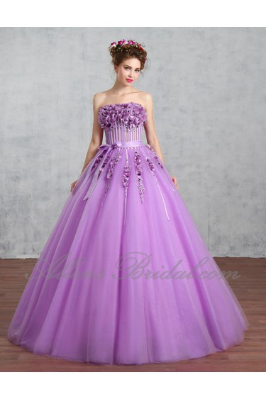 Ball Gown Strapless Organza Prom / Formal Evening / Quinceanera / Sweet 18 Dress with Flower(s)