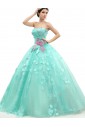 Ball Gown Strapless Tulle Prom / Formal Evening / Quinceanera / Sweet 18 Dress with Flower(s)