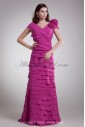Chiffon V-Neck Floor Length A-Line Ruched Prom Dress