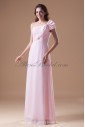 Chiffon One-shoulder Floor Length Column Beading Prom Dress