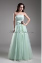 Net Strapless Neckline Floor Length A-line Sash Prom Dress