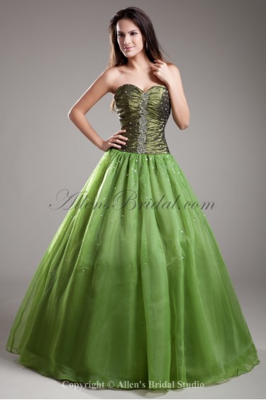 Organza Sweetheart Floor Length Ball Gown Sequins Prom Dress