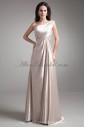 Satin Asymmetrical Neckline Floor Length A-line Ruched Prom Dress