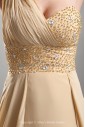 Chiffon One-Shoulder Neckline Sweep Train A-line Embroidered Prom Dress