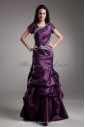 Taffeta Square Neckline Floor Length Sheath Short Sleeves Prom Dress