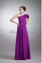 Chiffon Asymmetrical Neckline Floor Length A-Line Sash Prom Dress