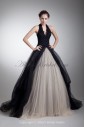 Satin and Net Halter Neckline Sweep Train Ball Gown Embroidered Prom Dress