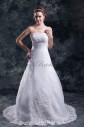 Organza Strapless Neckline Sweep Train Ball Gown Embroidered Wedding Dress