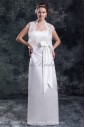 Satin Strapless Neckline Floor Length Column Sash Wedding Dress with Jacket
