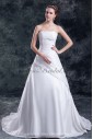 Taffeta Strapless Neckline Sweep Train Ball Gown Embroidered Wedding Dress
