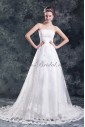 Lace Strapless Neckline Sweep Train A-line Wedding Dress