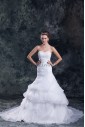 Organza Sweetheart Neckline Chapel Train Mermaid Embroidered Wedding Dress