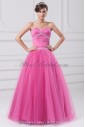 Satin and Tulle Sweetheart Neckline Floor Length Ball Gown Beading Prom Dress