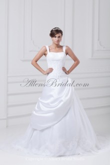 Satin Sweetheart Neckline Floor Length A-line Embroidered Wedding Dress