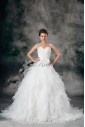 Organza Sweetheart Neckline Sweep Train Ball Gown Flower Wedding Dress