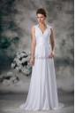 Chiffon V-Neck Neckline Sweep Train Column Wedding Dress