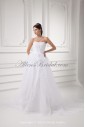 Organza Strapless Ball Gown Sweep Train Embroidered Wedding Dress