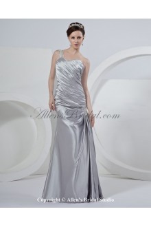 Satin One-Shoulder Floor Length A-Line Wedding Dress with Ruffle