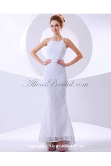 Lace Halter Neckline Ankle-Length Mermaid Wedding Dress with 