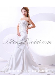 Satin Sweetheart Cathedral Train A-Line Wedding Dress